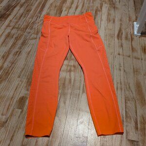 Neon Orange Laser Cut Athleta Leggings